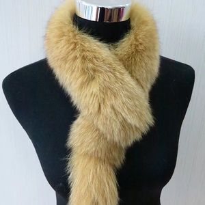 Lovely Dark Gold Real Fox Fur Scarf